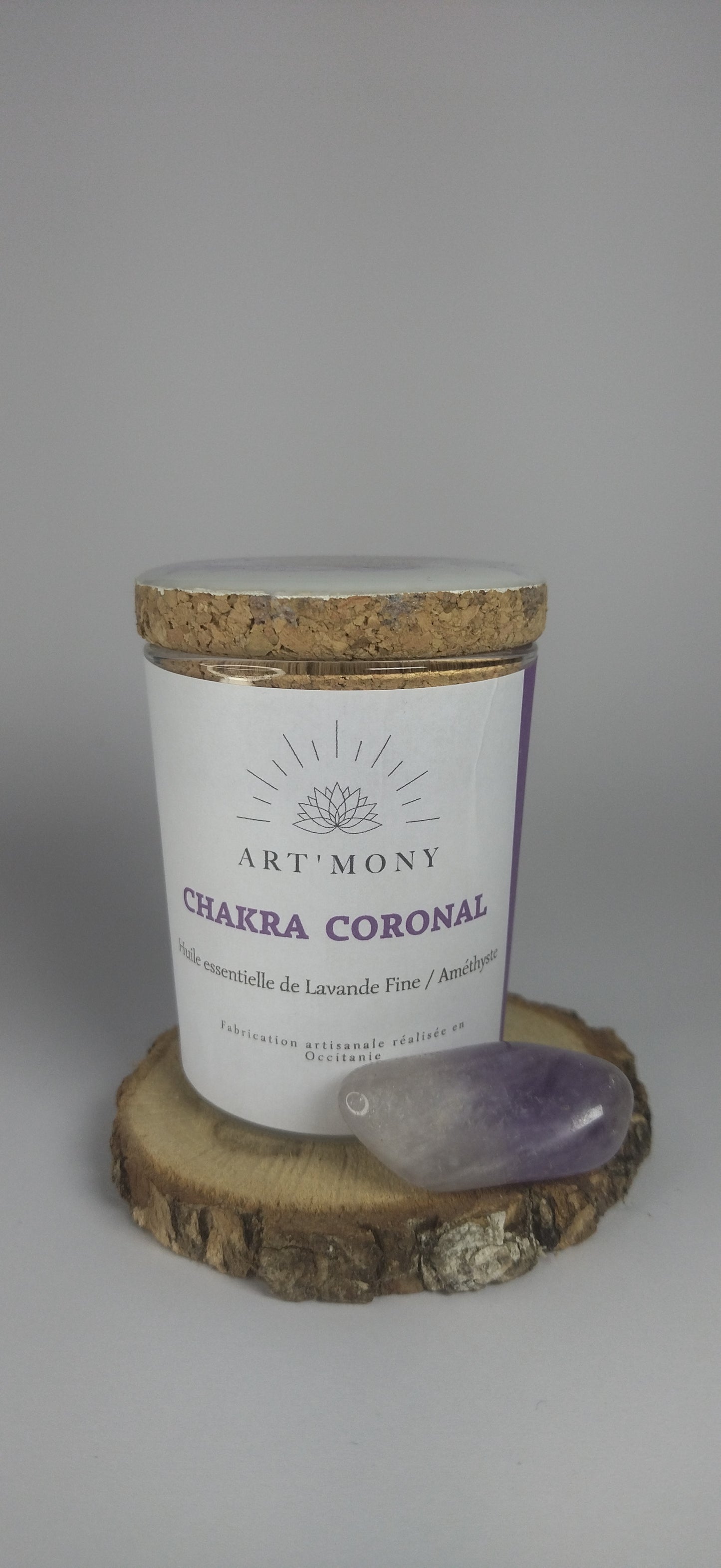 Bougie Chakra Coronal Petite / Lavande - Améthyste