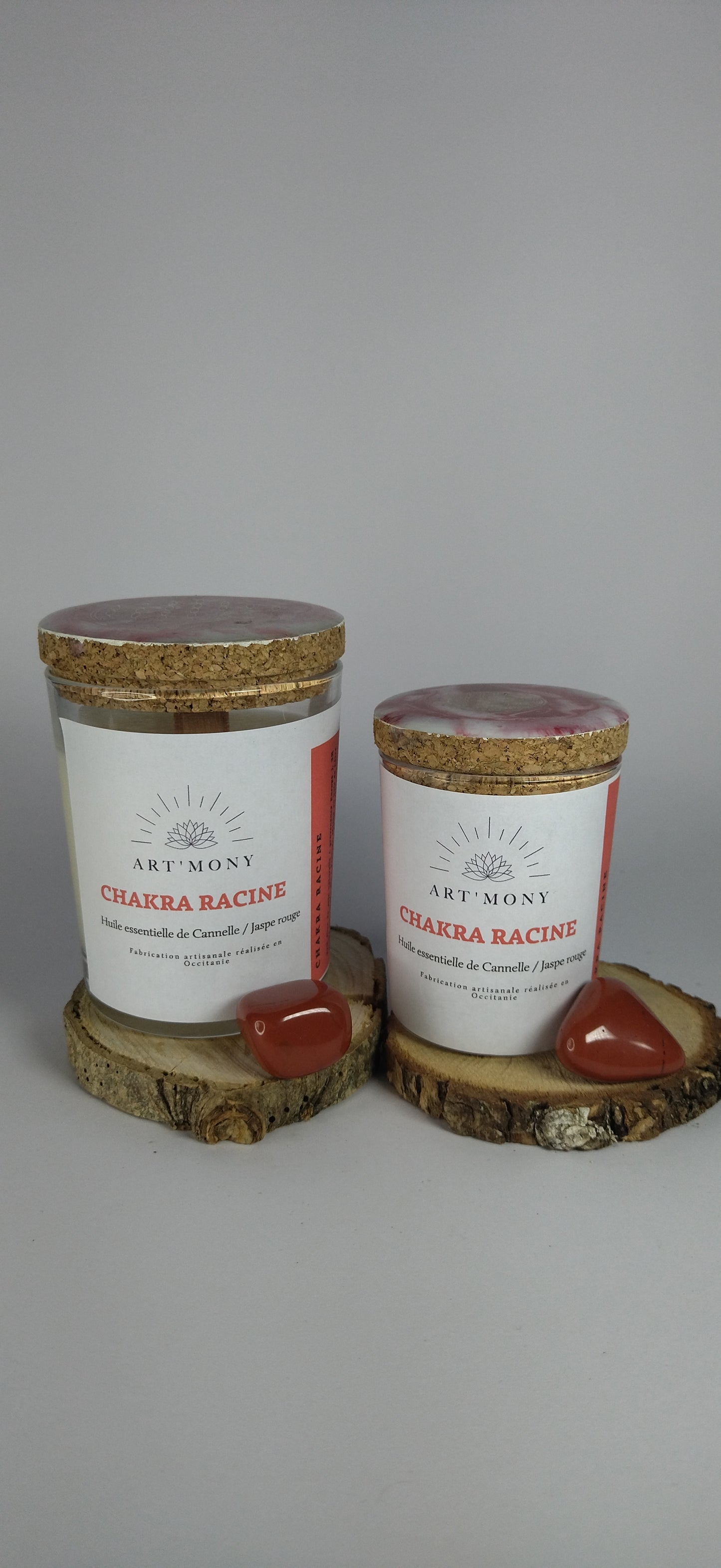 Bougie Chakra Racine Petite / Cannelle - Jaspe Rouge